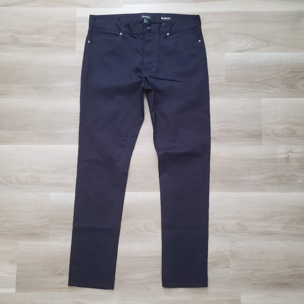 H&M Men's Slim Fit Trouser Pants Navy Blue Size 32 - Picture 11 of 11